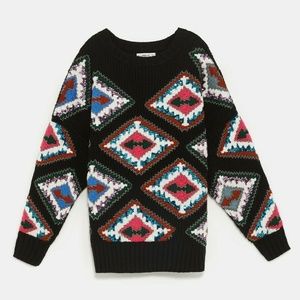 ZARA Sequin Embellished LIMITED EDITION Thick Knit Oversized Sweater $119